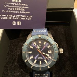 Shield Shaw Diver Watch w/Date Blue/Blue, One Size Brand NIB